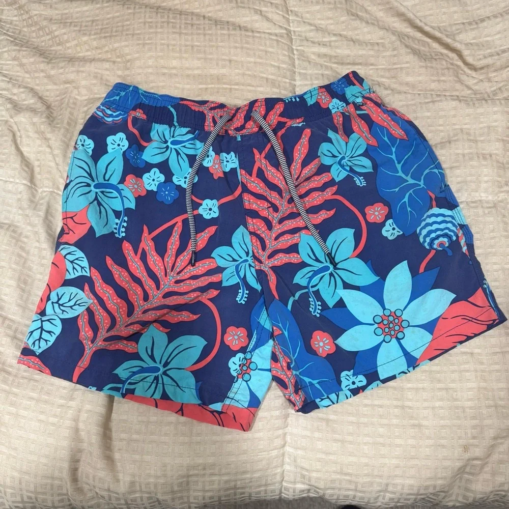 Reyn Spooner Blue and Pink Floral Swim Trunks